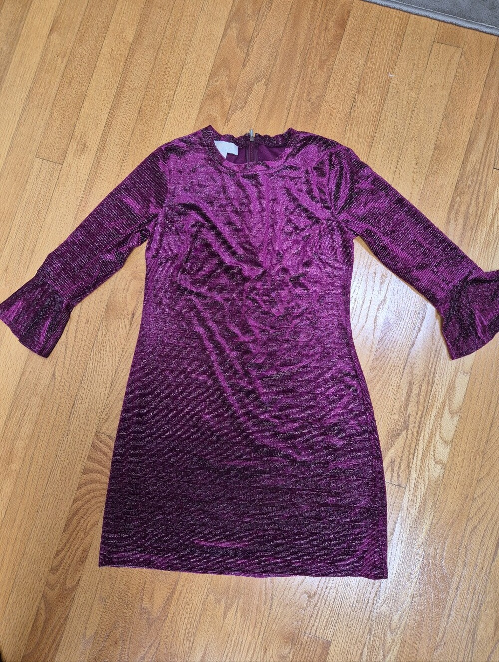 MICHAEL Michael Kors Metallic Shimmer Bell Sleeve Mini Dress P/S